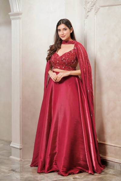 L313 BY FB DESIGNER SATIN SILK LEHENGA CHOLI WHOLESALER IN INDIA